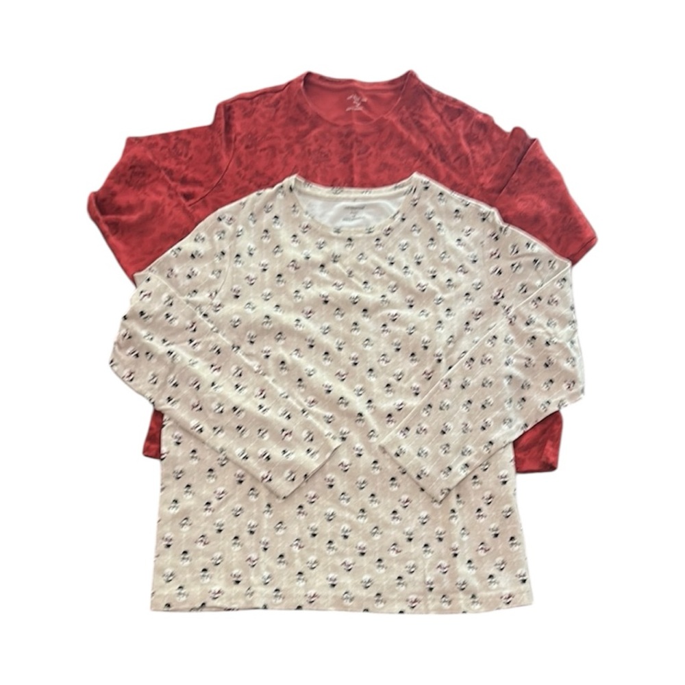 2 pcs Croft & Barrow 1X Red and Cream Soft Cotton Blend long sleeve shirts